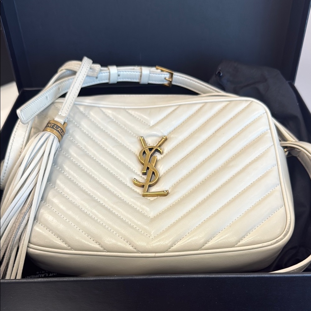 YSL Cream Leather Bag Tag - Crema Soft